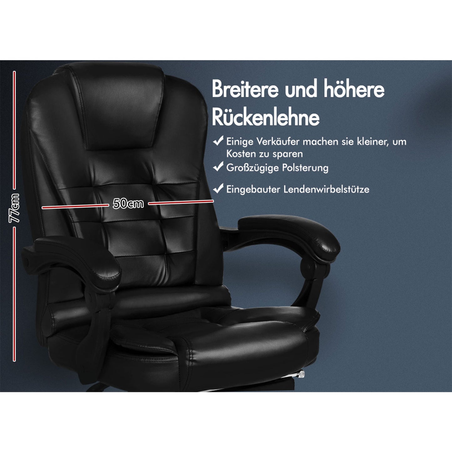 ALFORDSON Massage-Bürostuhl mit Fußstütze, Executive-Gaming-Sitz, PU-Leder