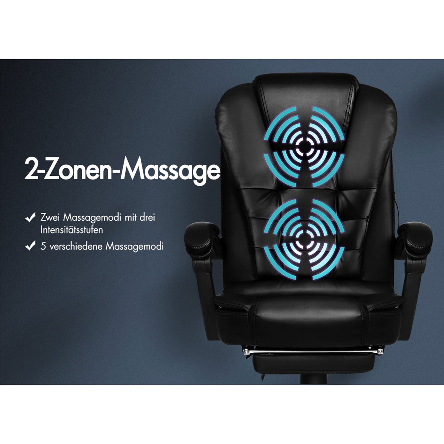 ALFORDSON Massage-Bürostuhl mit Fußstütze, Executive-Gaming-Sitz, PU-Leder