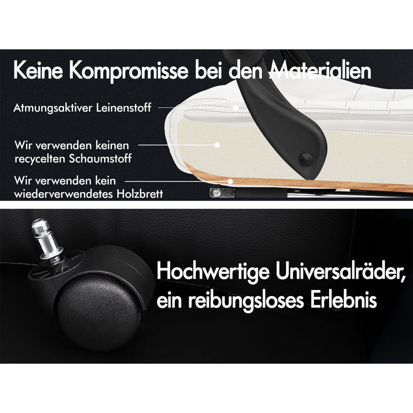 ALFORDSON Massage-Bürostuhl mit Fußstütze, Executive-Gaming-Sitz, PU-Leder Weiß