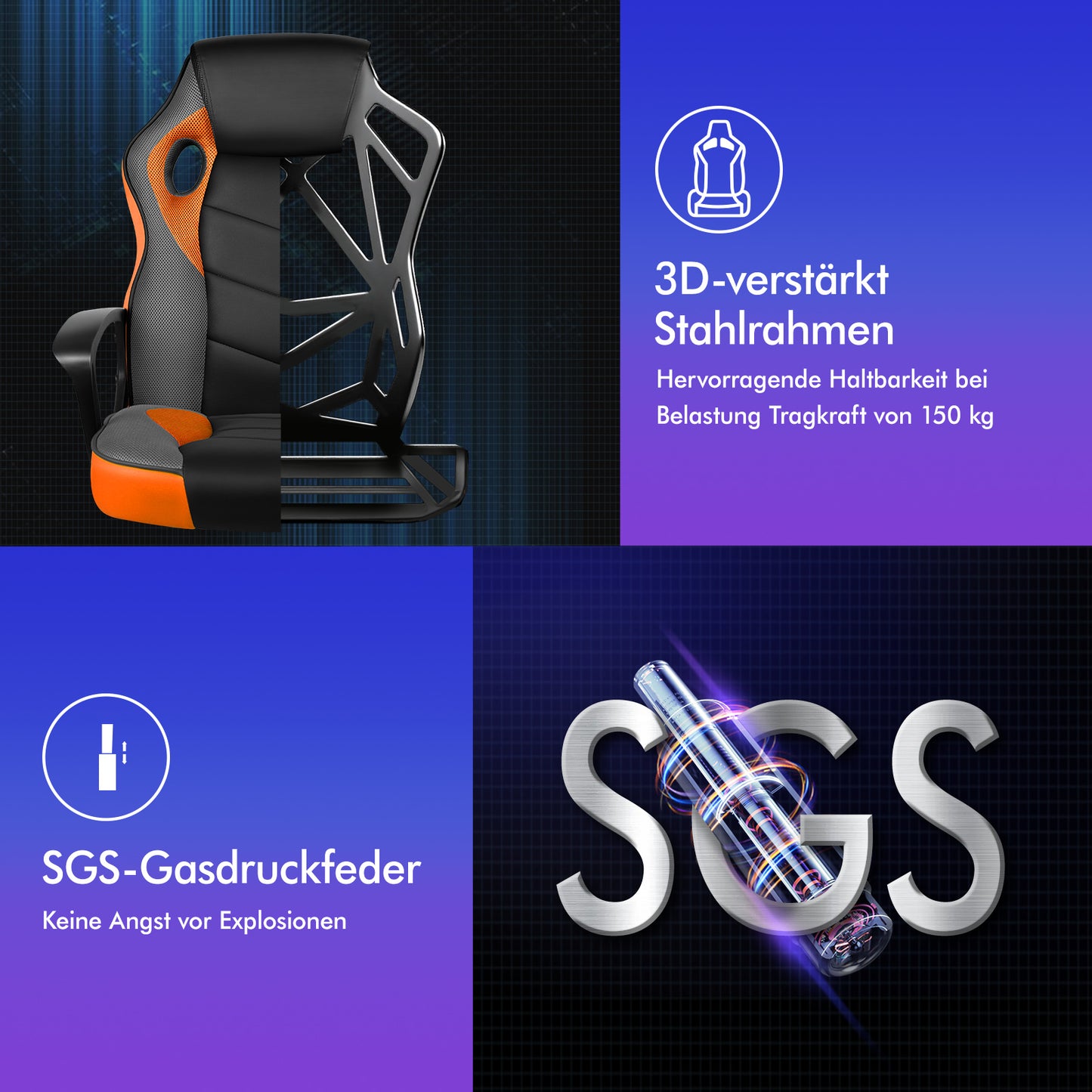 ALFORDSON Gaming Stuhl Racing Büro Ergonomisch Drehbar Exekutive Computer Orange