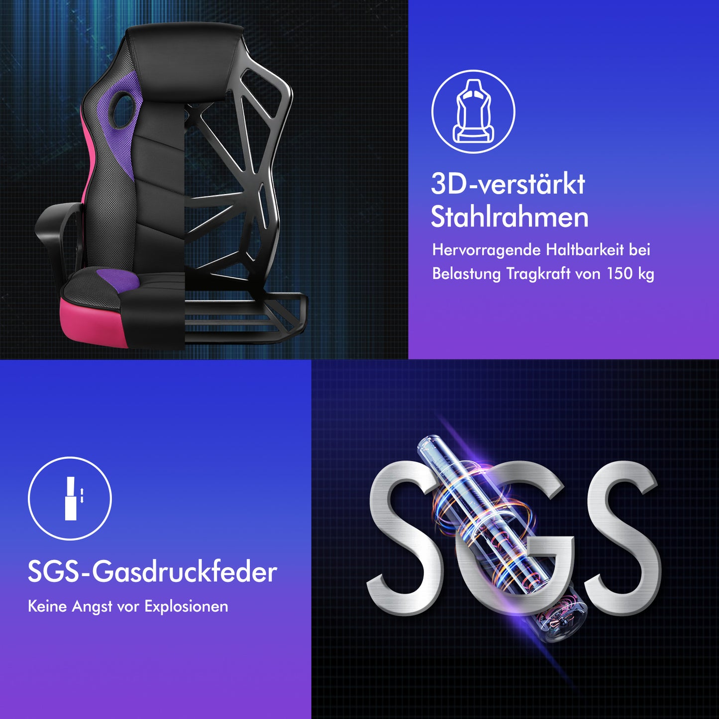 ALFORDSON Gaming Stuhl Racing Büro Ergonomisch Drehbar Exekutive Computer Lila