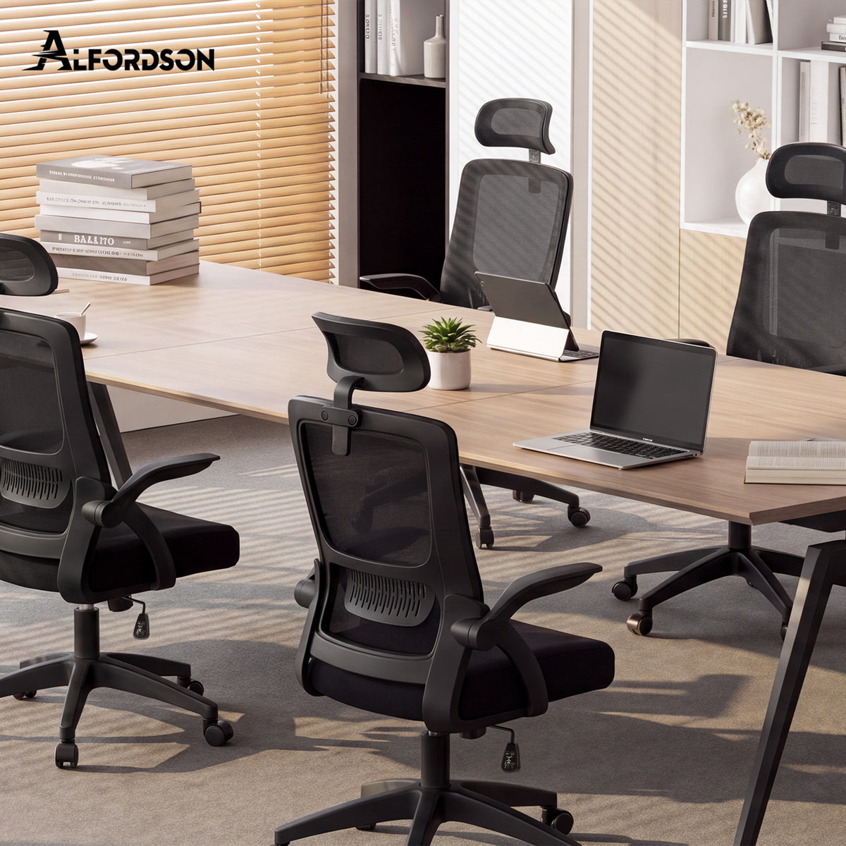 ALFORDSON Mesh-Bürostuhl Executive-Stoffsitz Neigbar für Gaming Renncomputer