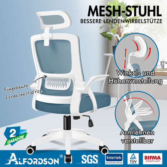 ALFORDSON Mesh-Bürostuhl Executive-Stoffsitz Neigbar für Gaming Renncomputer