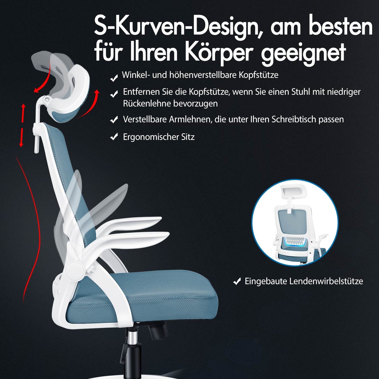 ALFORDSON Mesh-Bürostuhl Executive-Stoffsitz Neigbar für Gaming Renncomputer