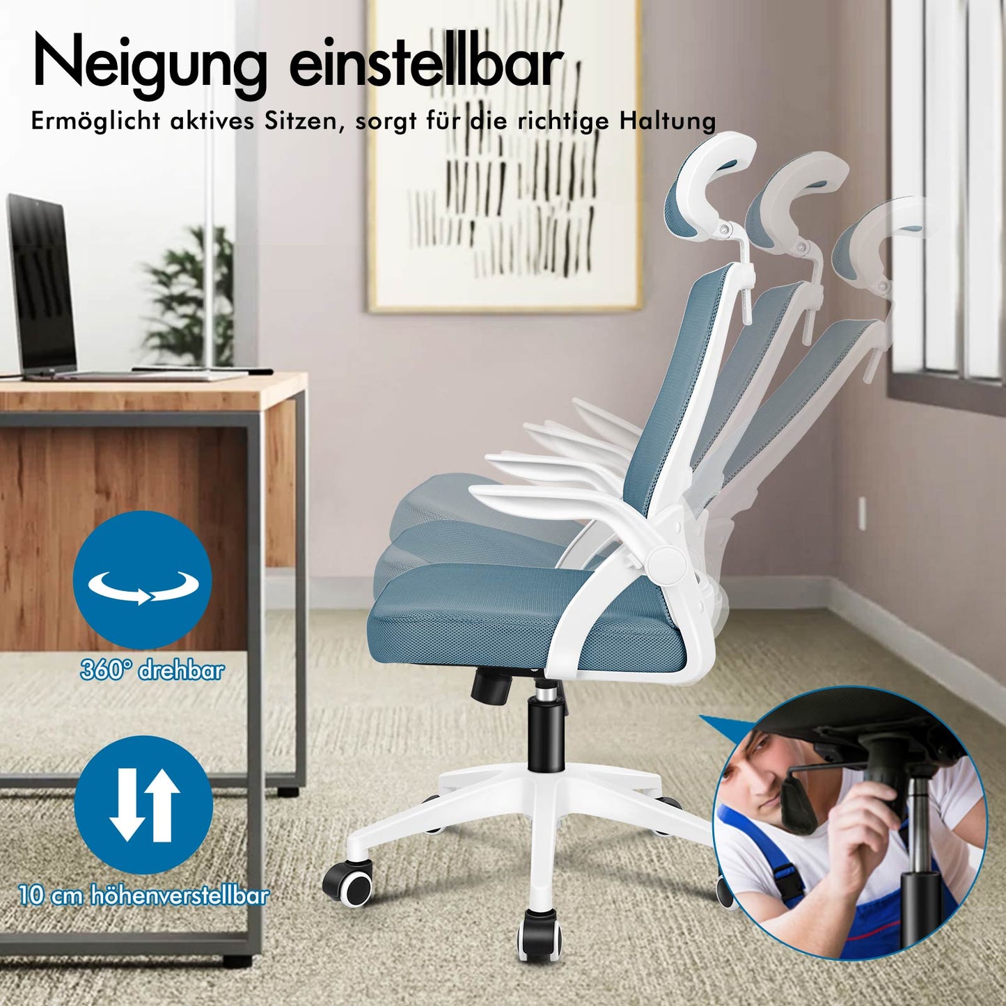 ALFORDSON Mesh-Bürostuhl Executive-Stoffsitz Neigbar für Gaming Renncomputer
