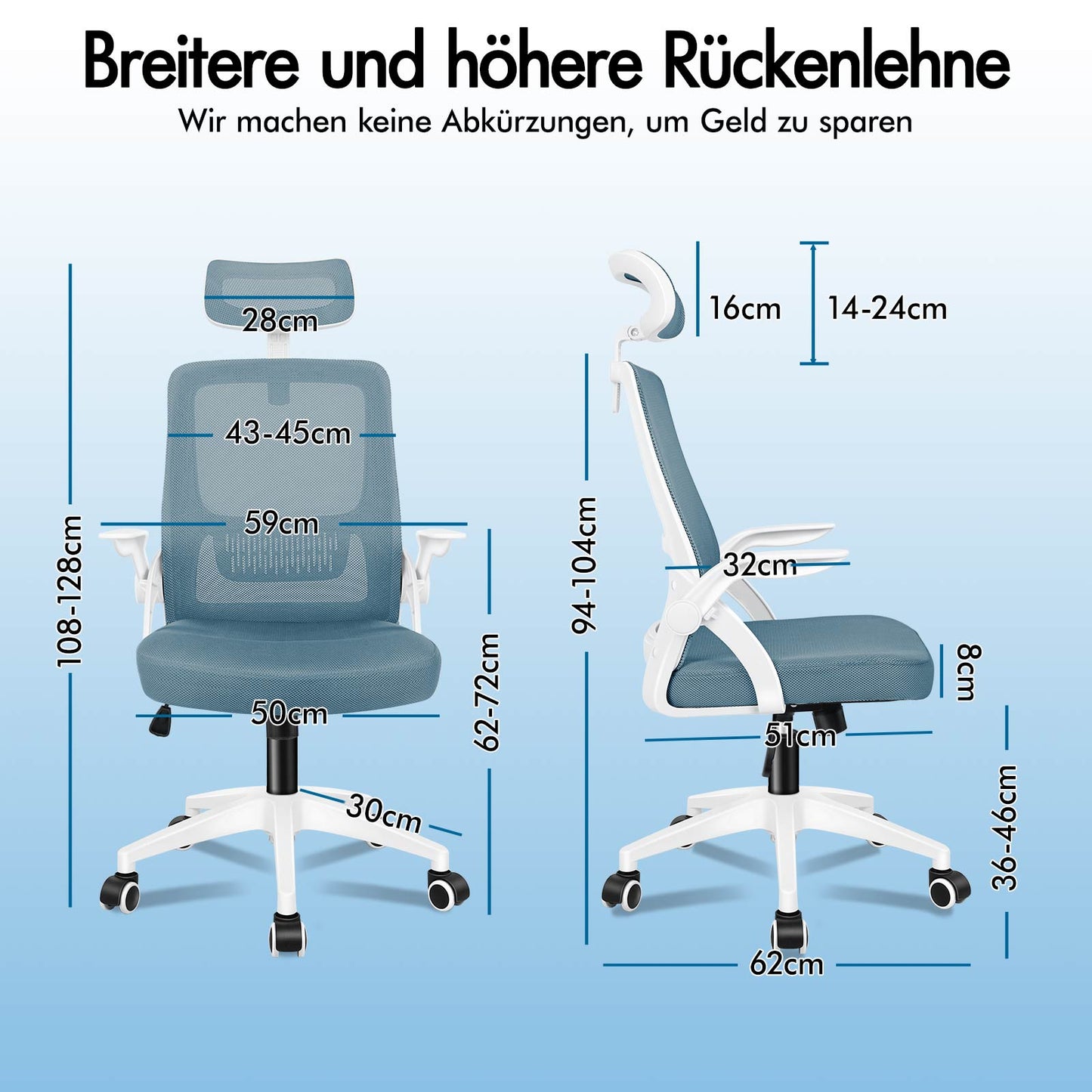 ALFORDSON Mesh-Bürostuhl Executive-Stoffsitz Neigbar für Gaming Renncomputer