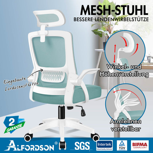 ALFORDSON Mesh-Bürostuhl Executive-Stoffsitz Neigbar für Gaming Renncomputer