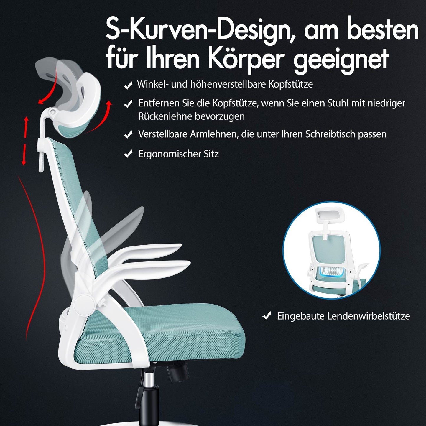 ALFORDSON Mesh-Bürostuhl Executive-Stoffsitz Neigbar für Gaming Renncomputer