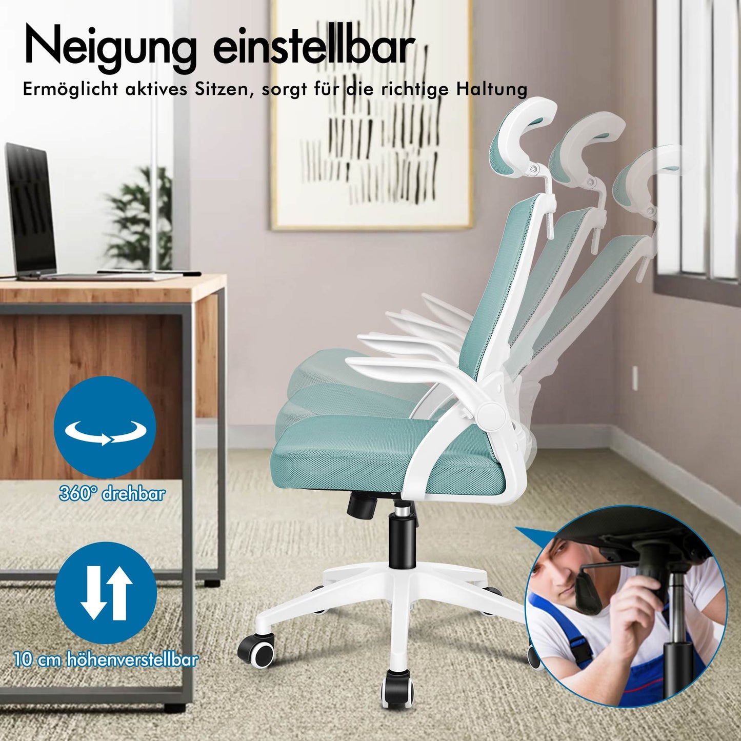 ALFORDSON Mesh-Bürostuhl Executive-Stoffsitz Neigbar für Gaming Renncomputer