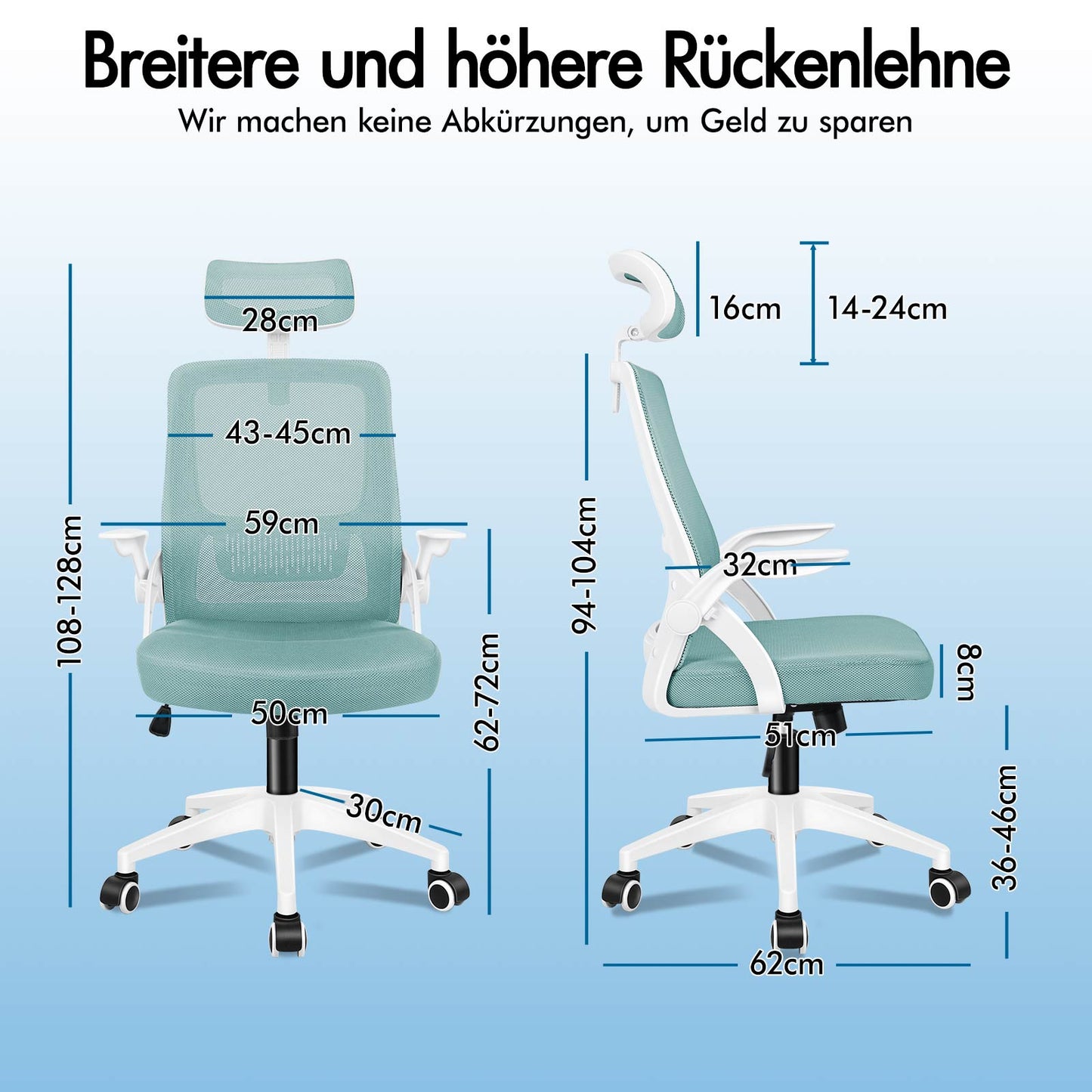 ALFORDSON Mesh-Bürostuhl Executive-Stoffsitz Neigbar für Gaming Renncomputer