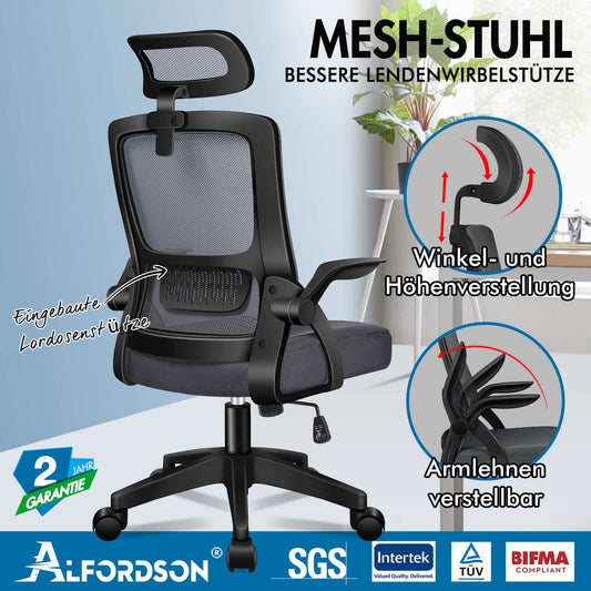 ALFORDSON Mesh-Bürostuhl Executive-Stoffsitz Neigbar für Gaming Renncomputer