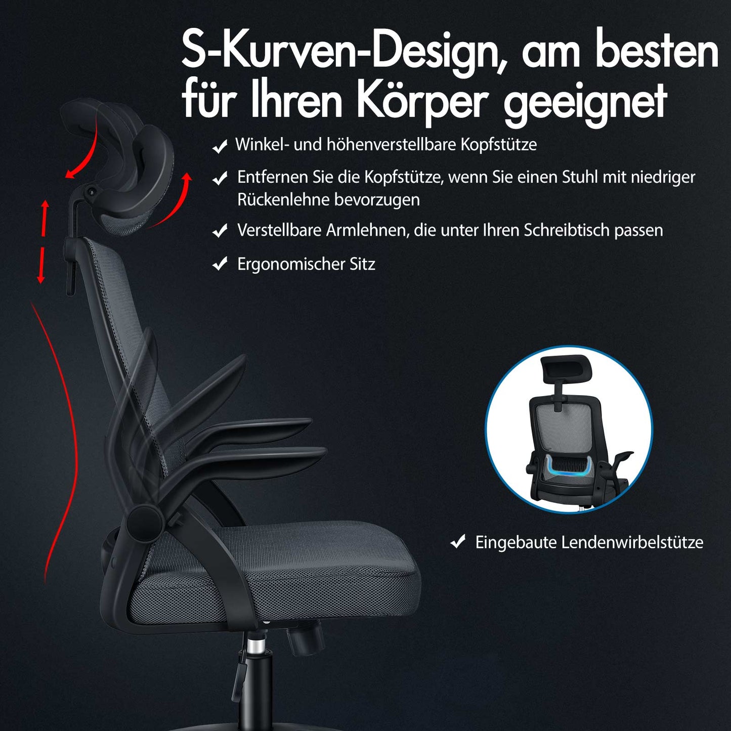 ALFORDSON Mesh-Bürostuhl Executive-Stoffsitz Neigbar für Gaming Renncomputer