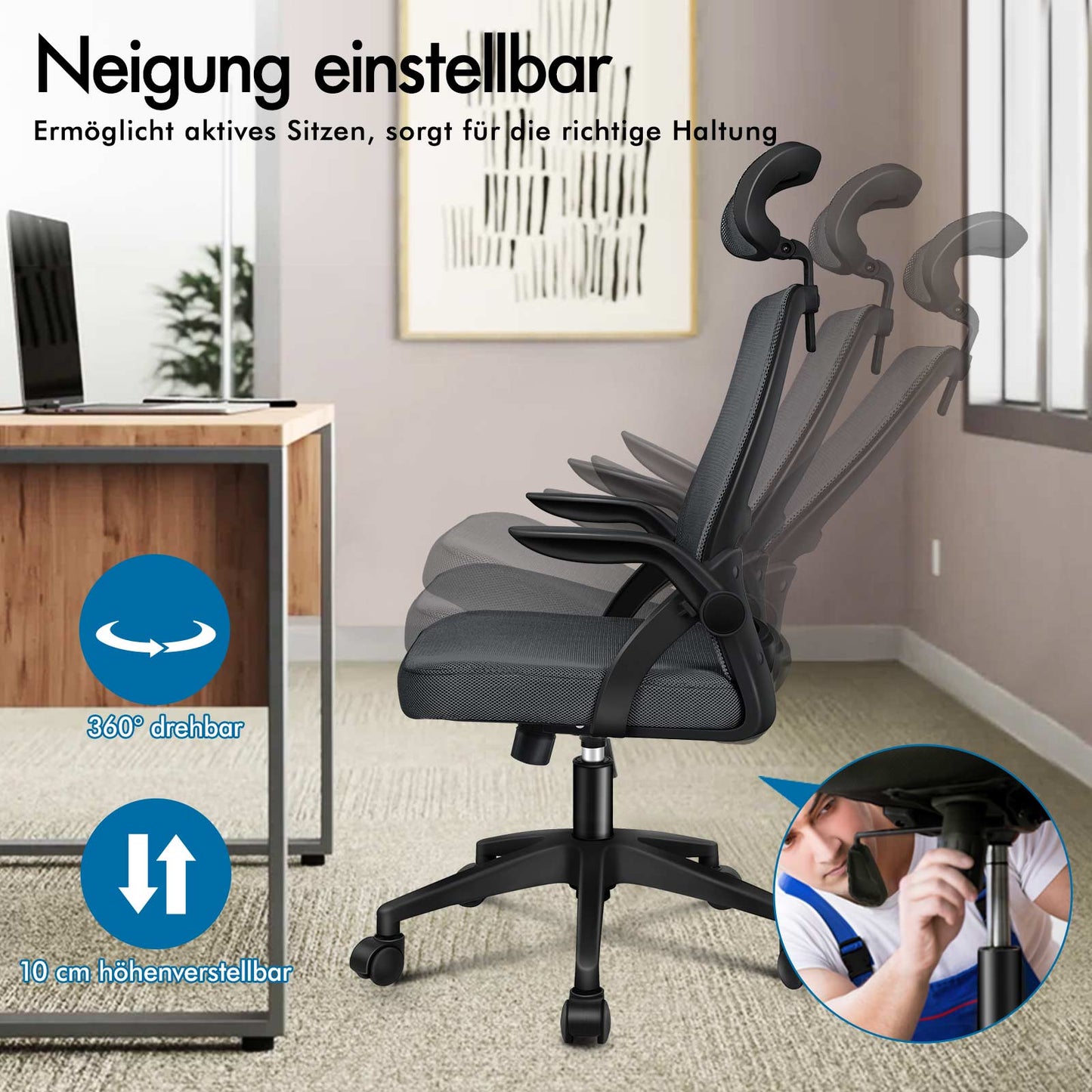 ALFORDSON Mesh-Bürostuhl Executive-Stoffsitz Neigbar für Gaming Renncomputer