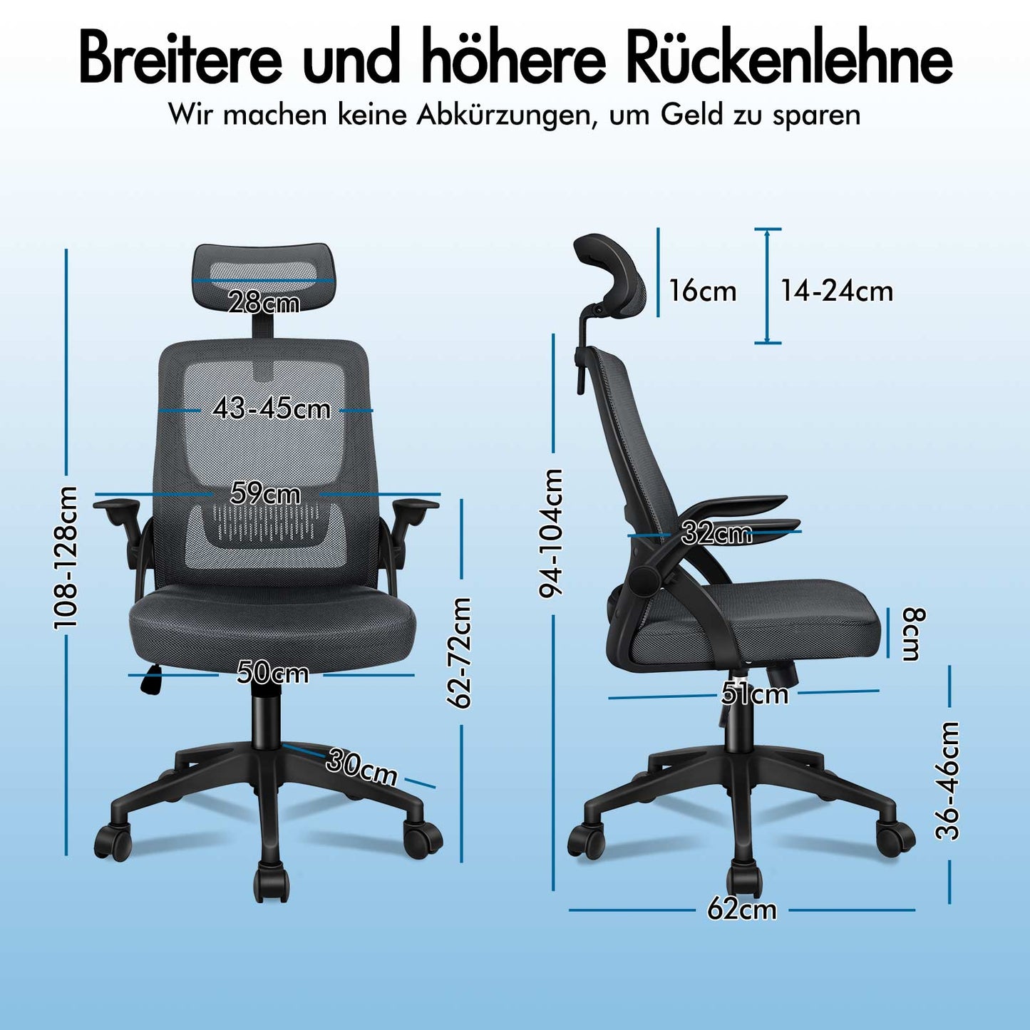 ALFORDSON Mesh-Bürostuhl Executive-Stoffsitz Neigbar für Gaming Renncomputer