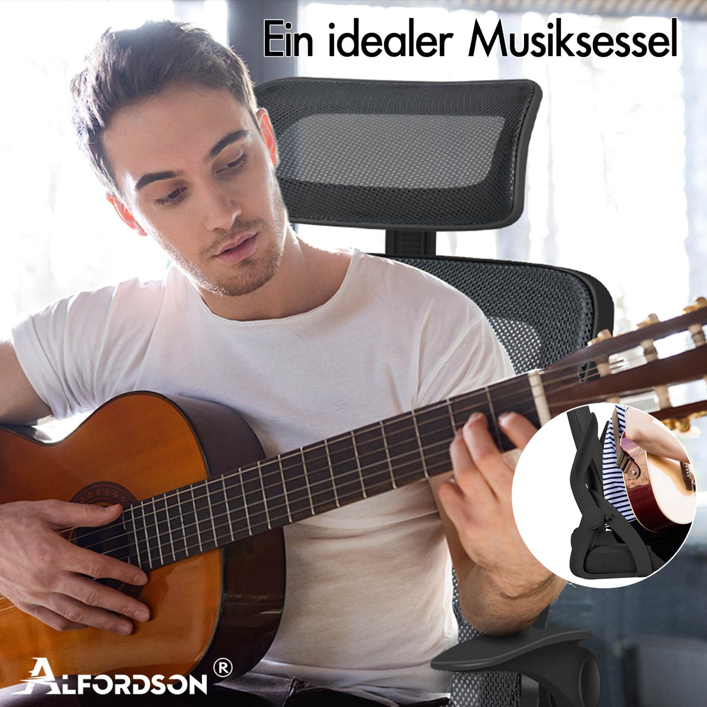 ALFORDSON Mesh-Bürostuhl Executive-Stoffsitz Neigbar für Gaming Renncomputer