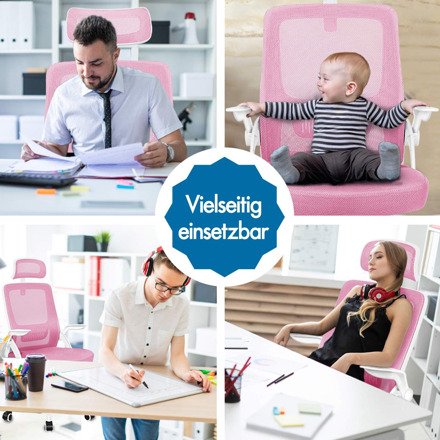 ALFORDSON Mesh-Bürostuhl Executive-Stoffsitz Neigbar für Gaming Renncomputer