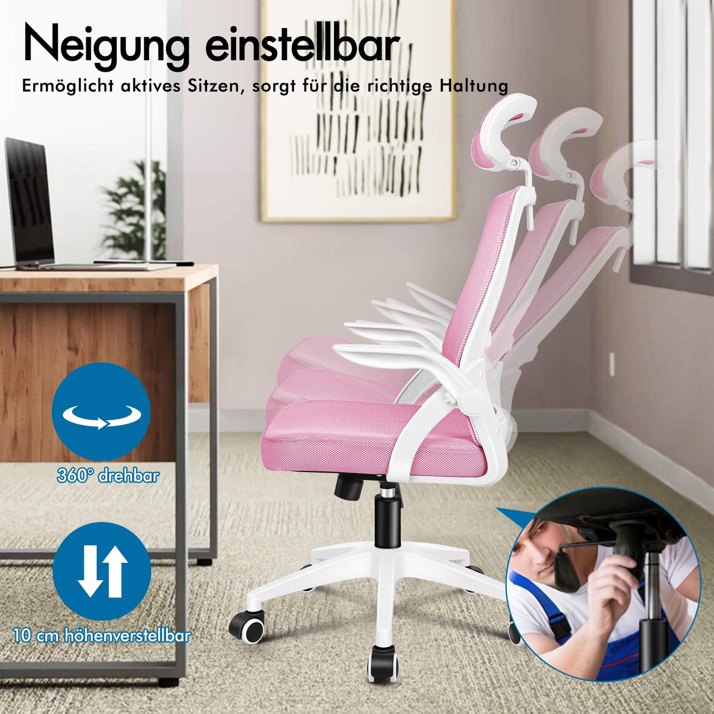 ALFORDSON Mesh-Bürostuhl Executive-Stoffsitz Neigbar für Gaming Renncomputer