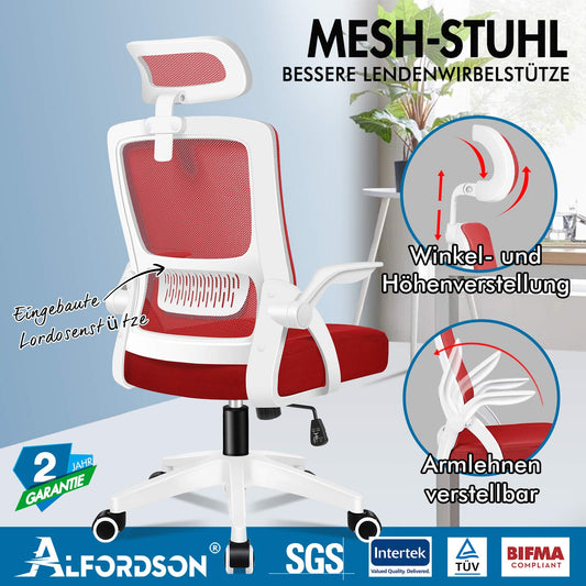 ALFORDSON Mesh-Bürostuhl Executive-Stoffsitz Neigbar für Gaming Renncomputer