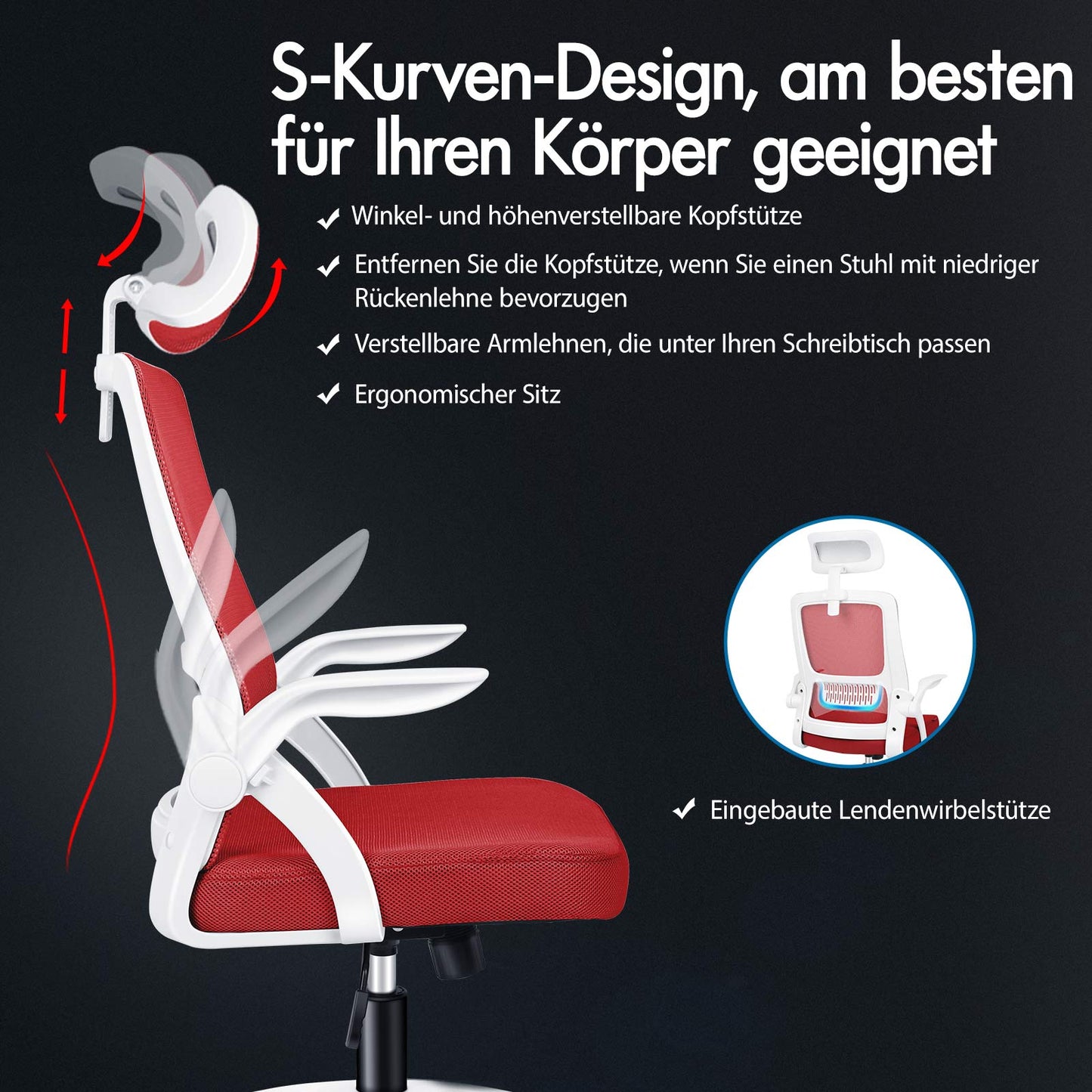 ALFORDSON Mesh-Bürostuhl Executive-Stoffsitz Neigbar für Gaming Renncomputer