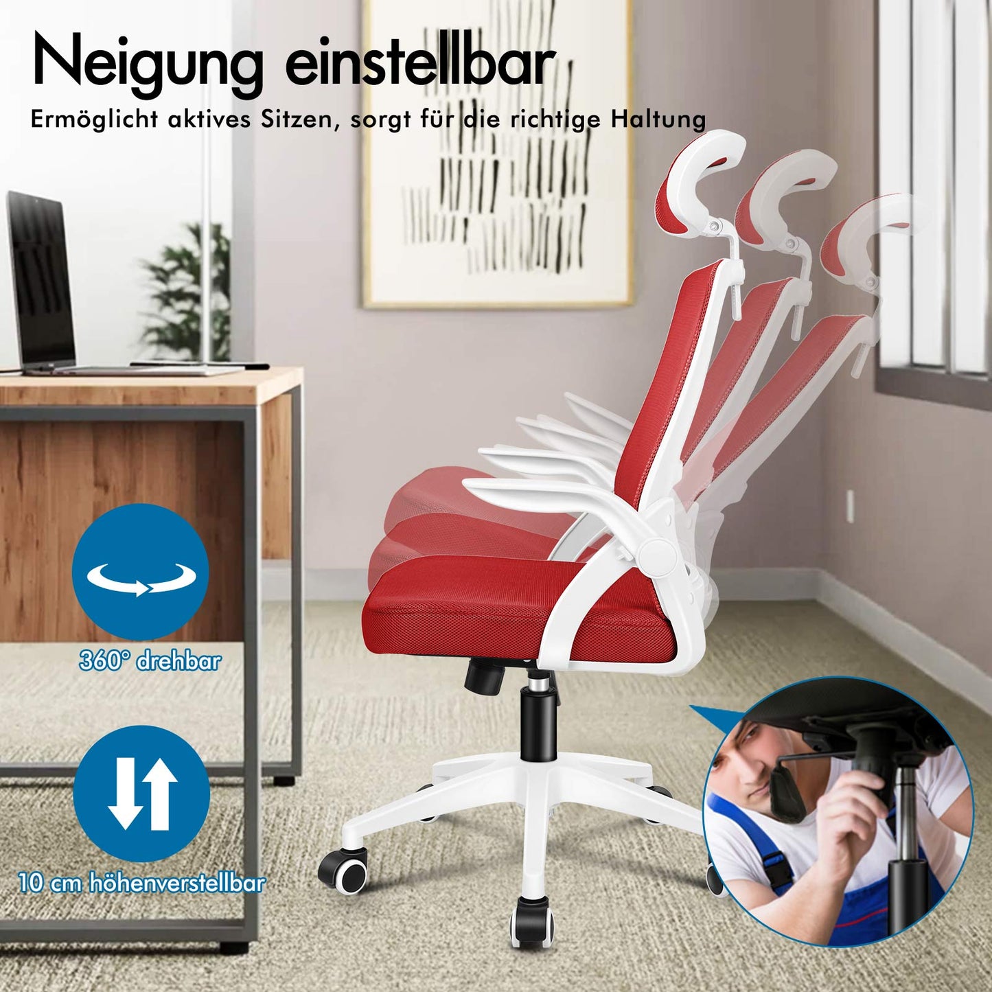 ALFORDSON Mesh-Bürostuhl Executive-Stoffsitz Neigbar für Gaming Renncomputer