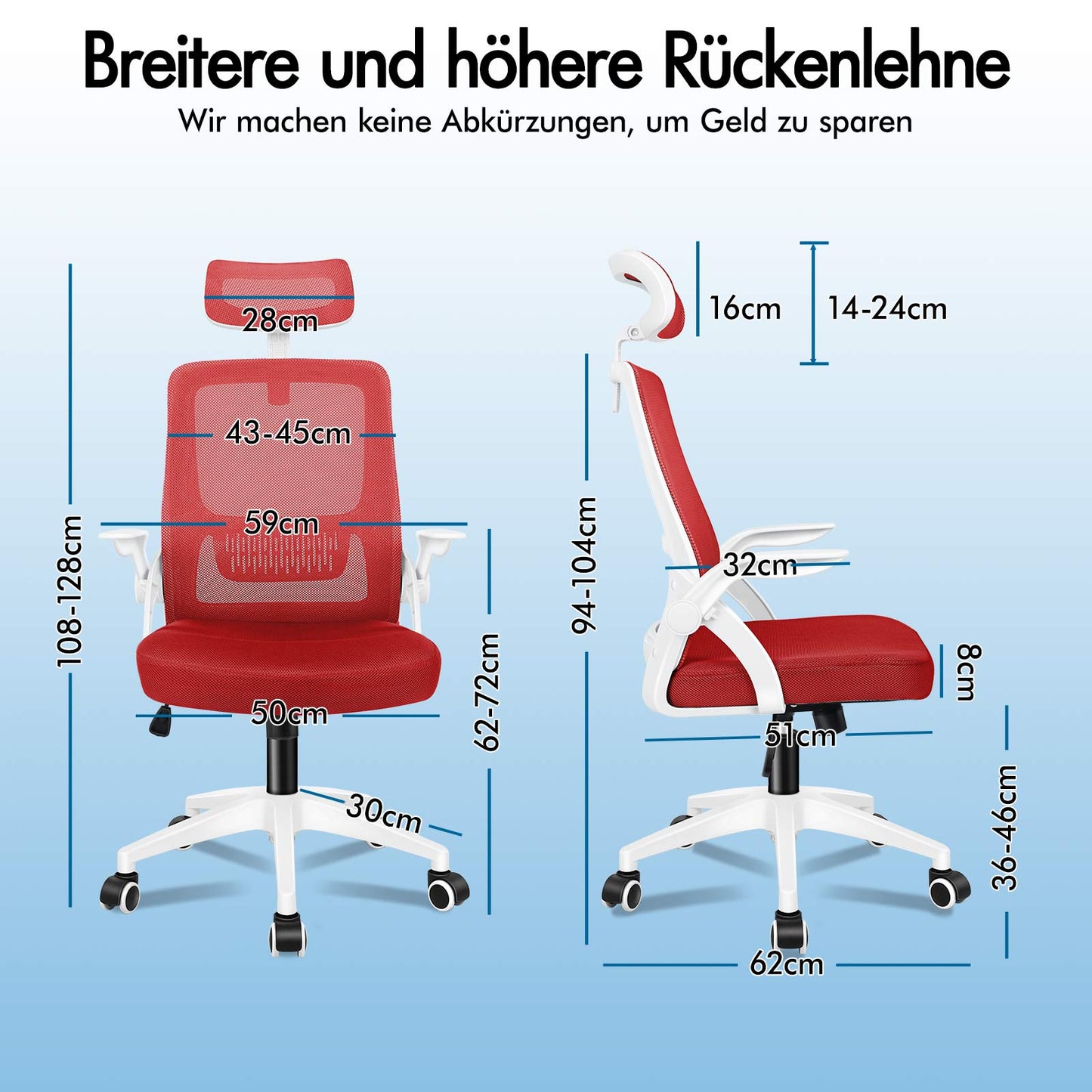 ALFORDSON Mesh-Bürostuhl Executive-Stoffsitz Neigbar für Gaming Renncomputer