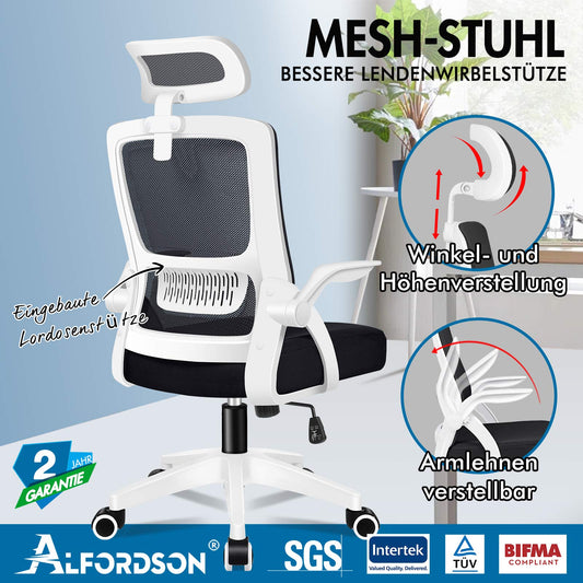 ALFORDSON Mesh-Bürostuhl Executive-Stoffsitz Neigbar für Gaming Renncomputer