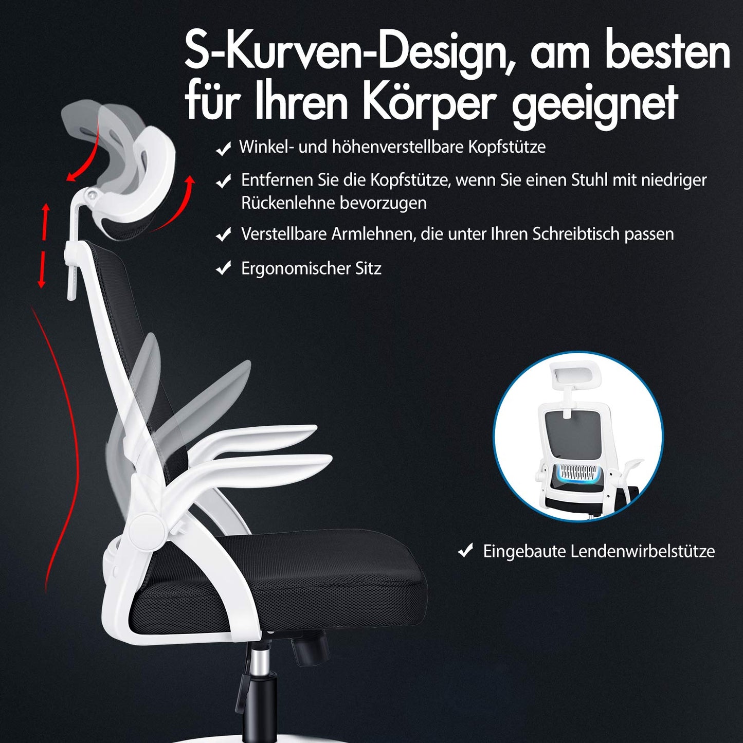 ALFORDSON Mesh-Bürostuhl Executive-Stoffsitz Neigbar für Gaming Renncomputer