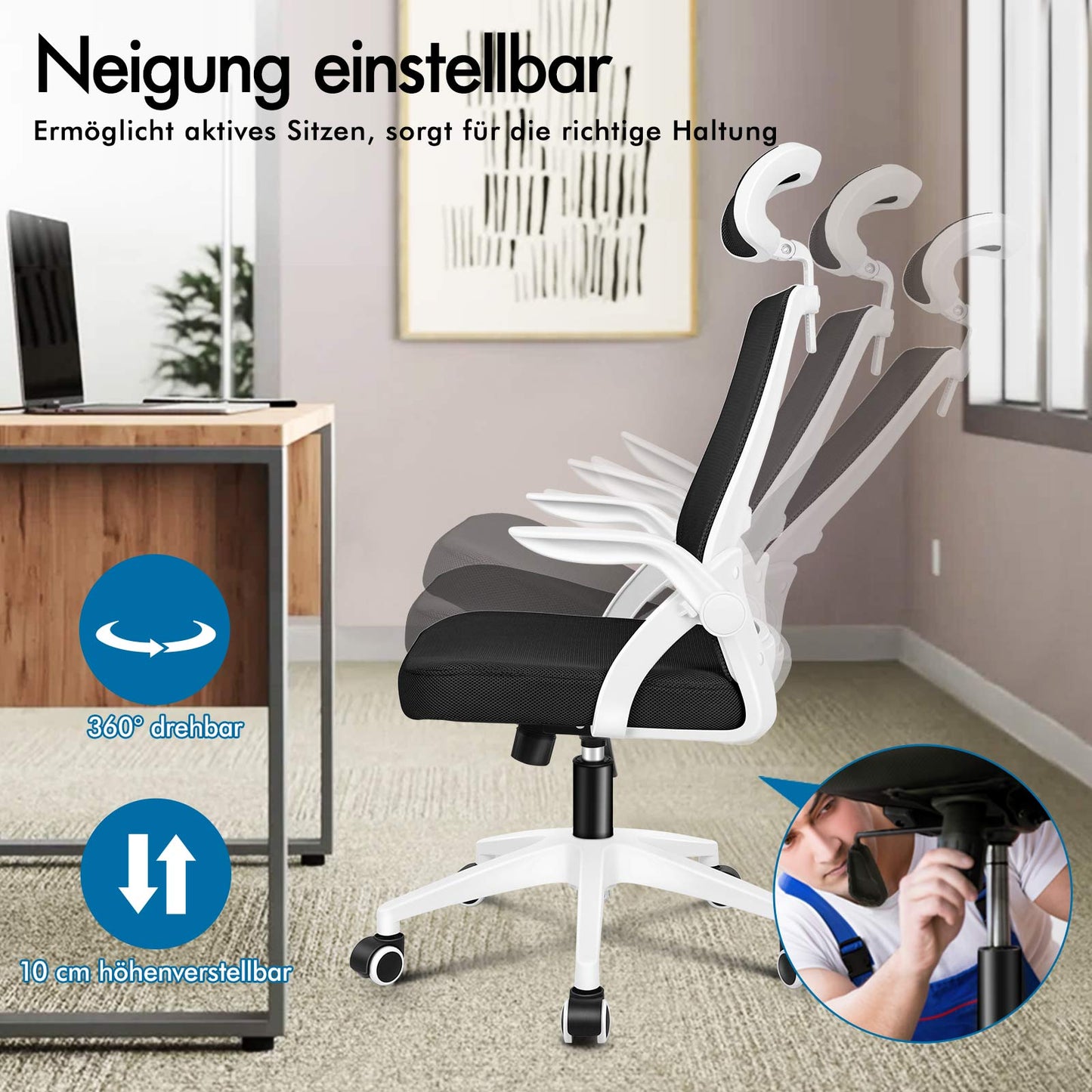 ALFORDSON Mesh-Bürostuhl Executive-Stoffsitz Neigbar für Gaming Renncomputer