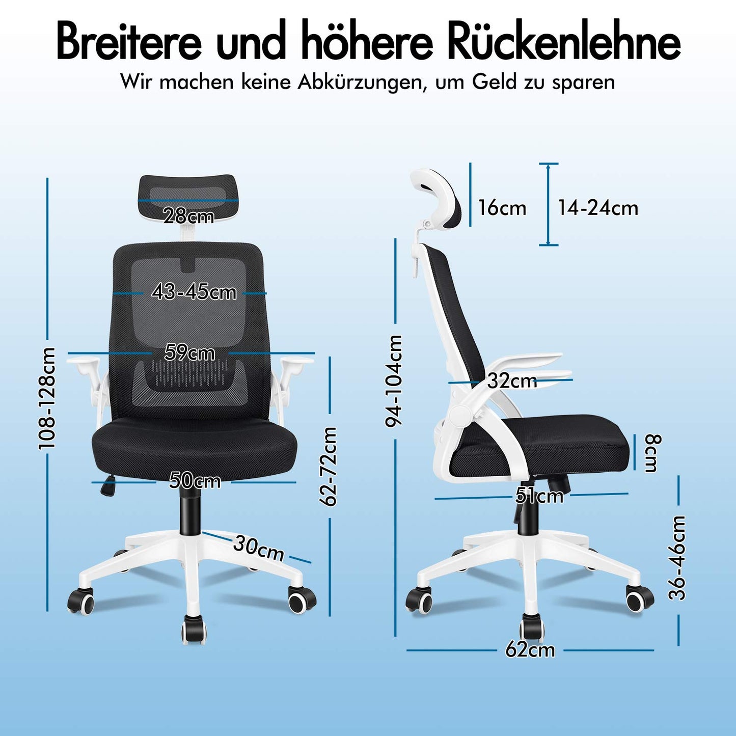 ALFORDSON Mesh-Bürostuhl Executive-Stoffsitz Neigbar für Gaming Renncomputer