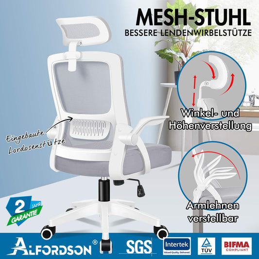 ALFORDSON Mesh-Bürostuhl Executive-Stoffsitz Neigbar für Gaming Renncomputer