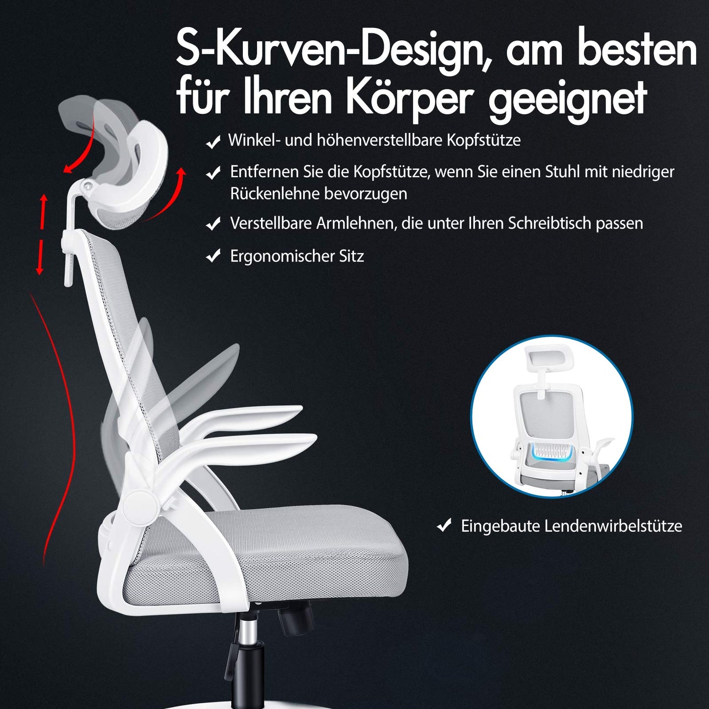 ALFORDSON Mesh-Bürostuhl Executive-Stoffsitz Neigbar für Gaming Renncomputer