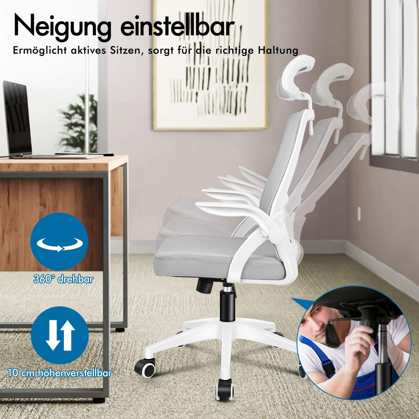 ALFORDSON Mesh-Bürostuhl Executive-Stoffsitz Neigbar für Gaming Renncomputer