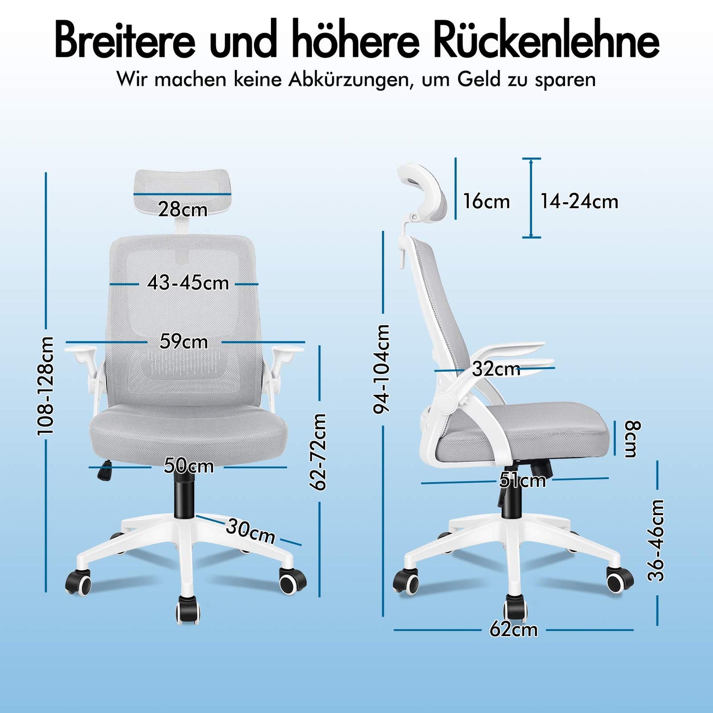 ALFORDSON Mesh-Bürostuhl Executive-Stoffsitz Neigbar für Gaming Renncomputer