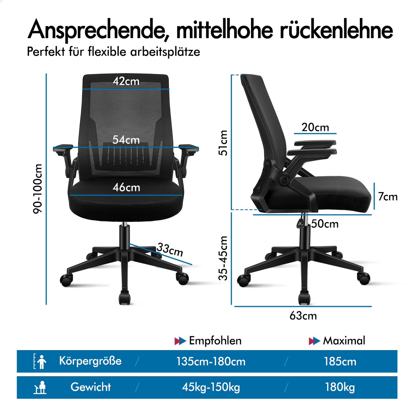 ALFORDSON Mesh Bürostuhl Executive Computer Liege Stoff Racing Sitz Arbeit, Conrad, Schwarz