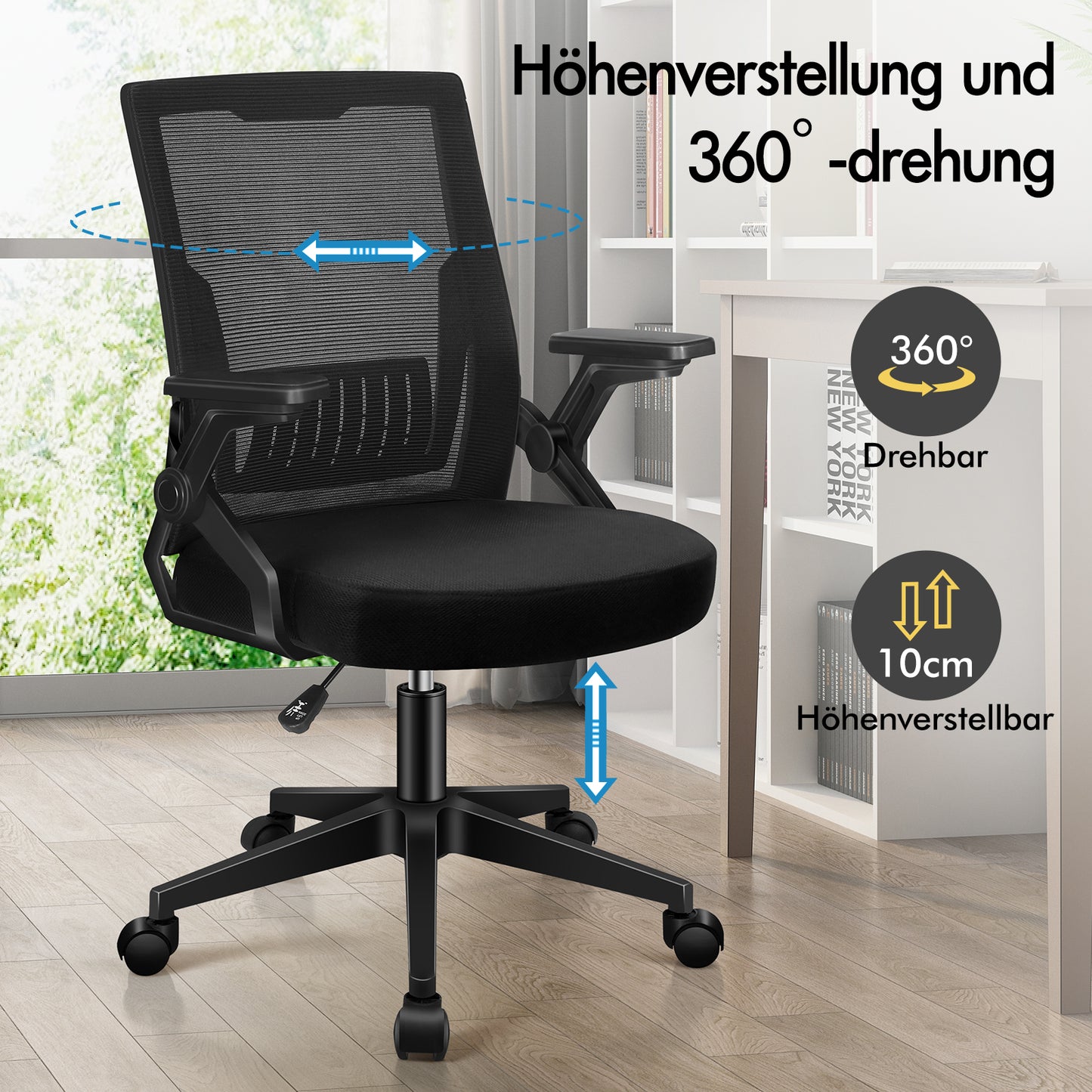 ALFORDSON Mesh Bürostuhl Executive Computer Liege Stoff Racing Sitz Arbeit, Conrad, Schwarz