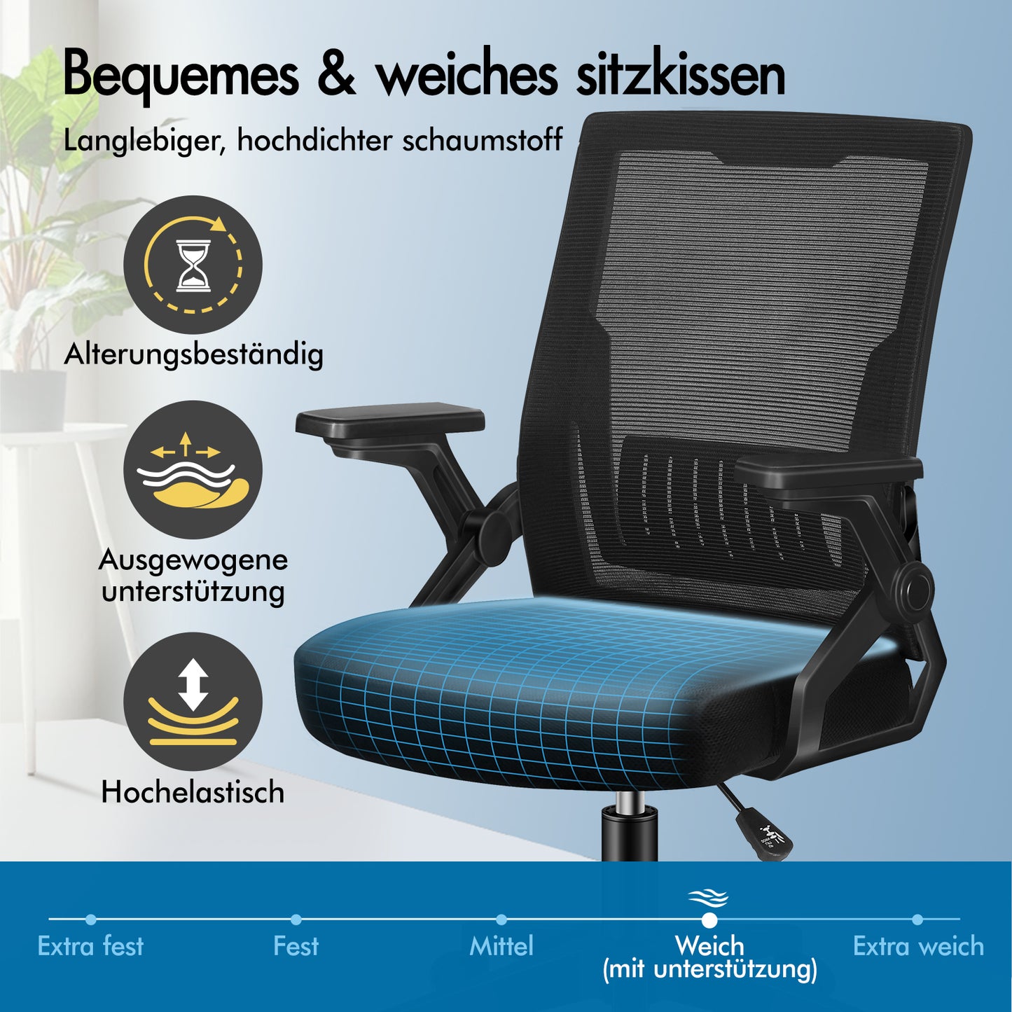 ALFORDSON Mesh Bürostuhl Executive Computer Liege Stoff Racing Sitz Arbeit, Conrad, Schwarz