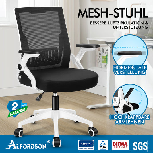 ALFORDSON Mesh Bürostuhl Executive Computer Liege Stoff Racing Sitz Arbeit, Conrad, Schwarz & Weiß