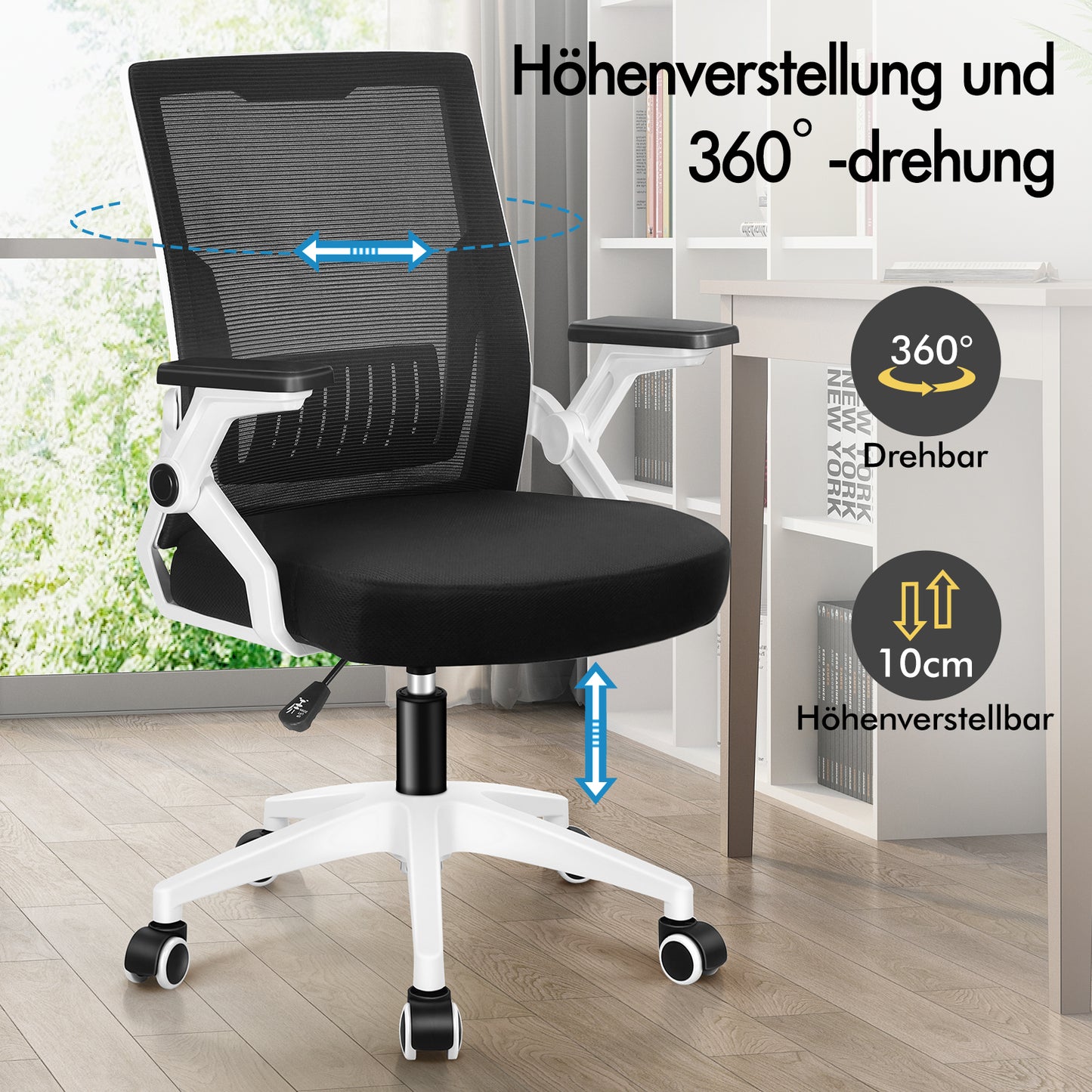 ALFORDSON Mesh Bürostuhl Executive Computer Liege Stoff Racing Sitz Arbeit, Conrad, Schwarz & Weiß
