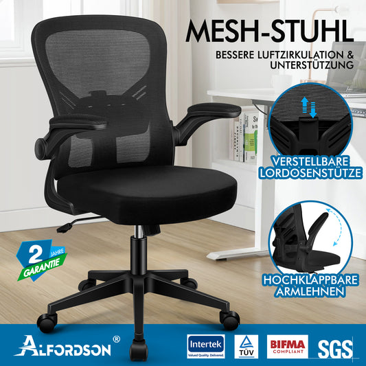 ALFORDSON Mesh Bürostuhl Executive Computer Liege Stoff Racing Sitz Arbeit, Keldon, Schwarz