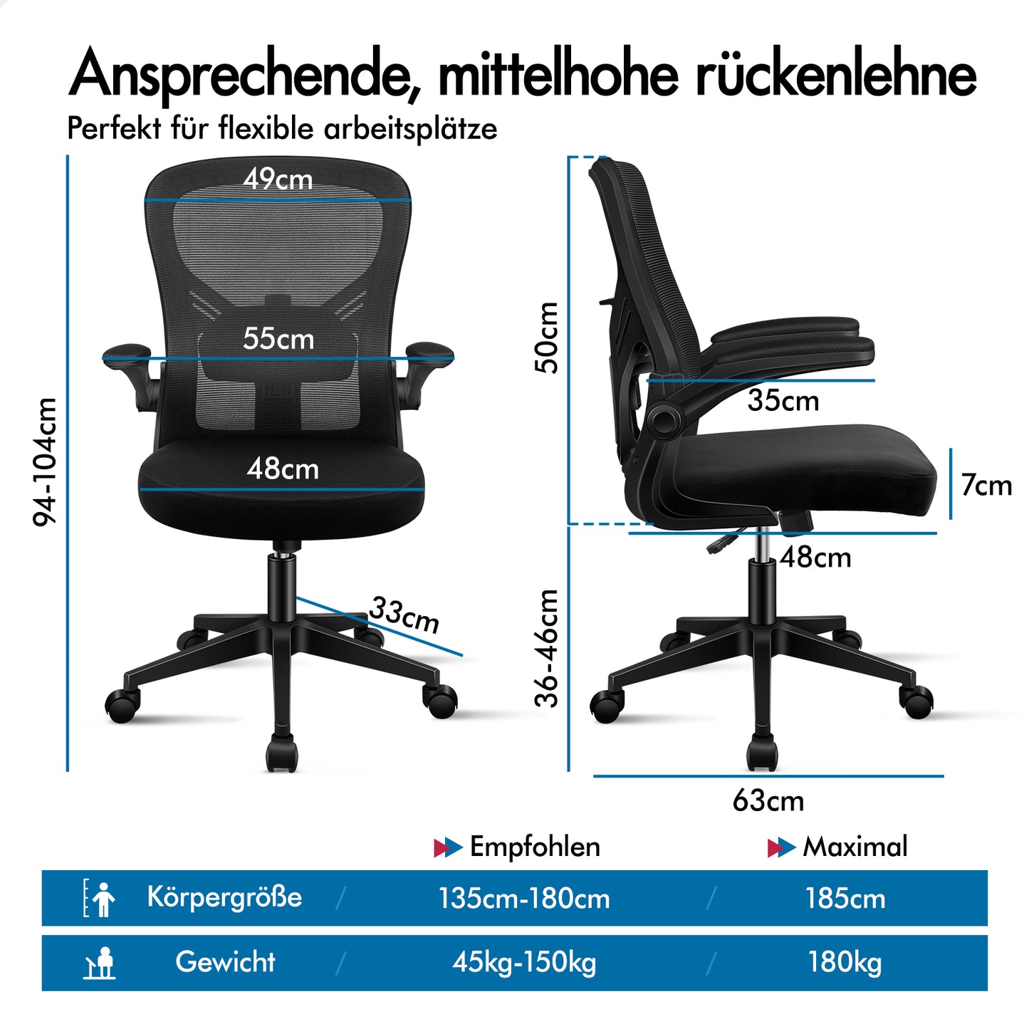ALFORDSON Mesh Bürostuhl Executive Computer Liege Stoff Racing Sitz Arbeit, Keldon, Schwarz