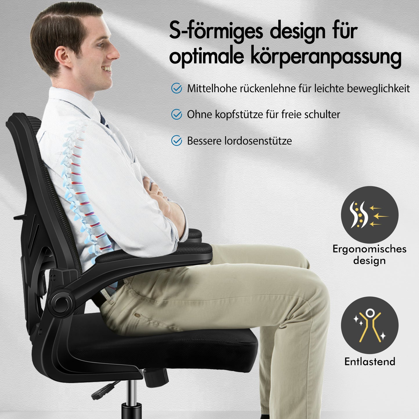 ALFORDSON Mesh Bürostuhl Executive Computer Liege Stoff Racing Sitz Arbeit, Keldon, Schwarz