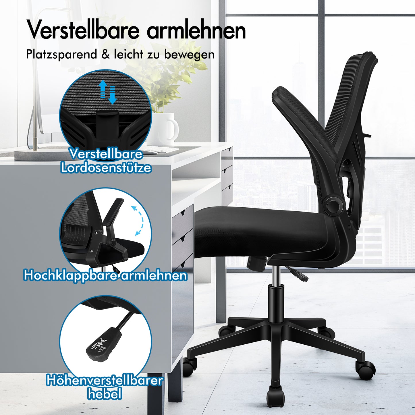 ALFORDSON Mesh Bürostuhl Executive Computer Liege Stoff Racing Sitz Arbeit, Keldon, Schwarz