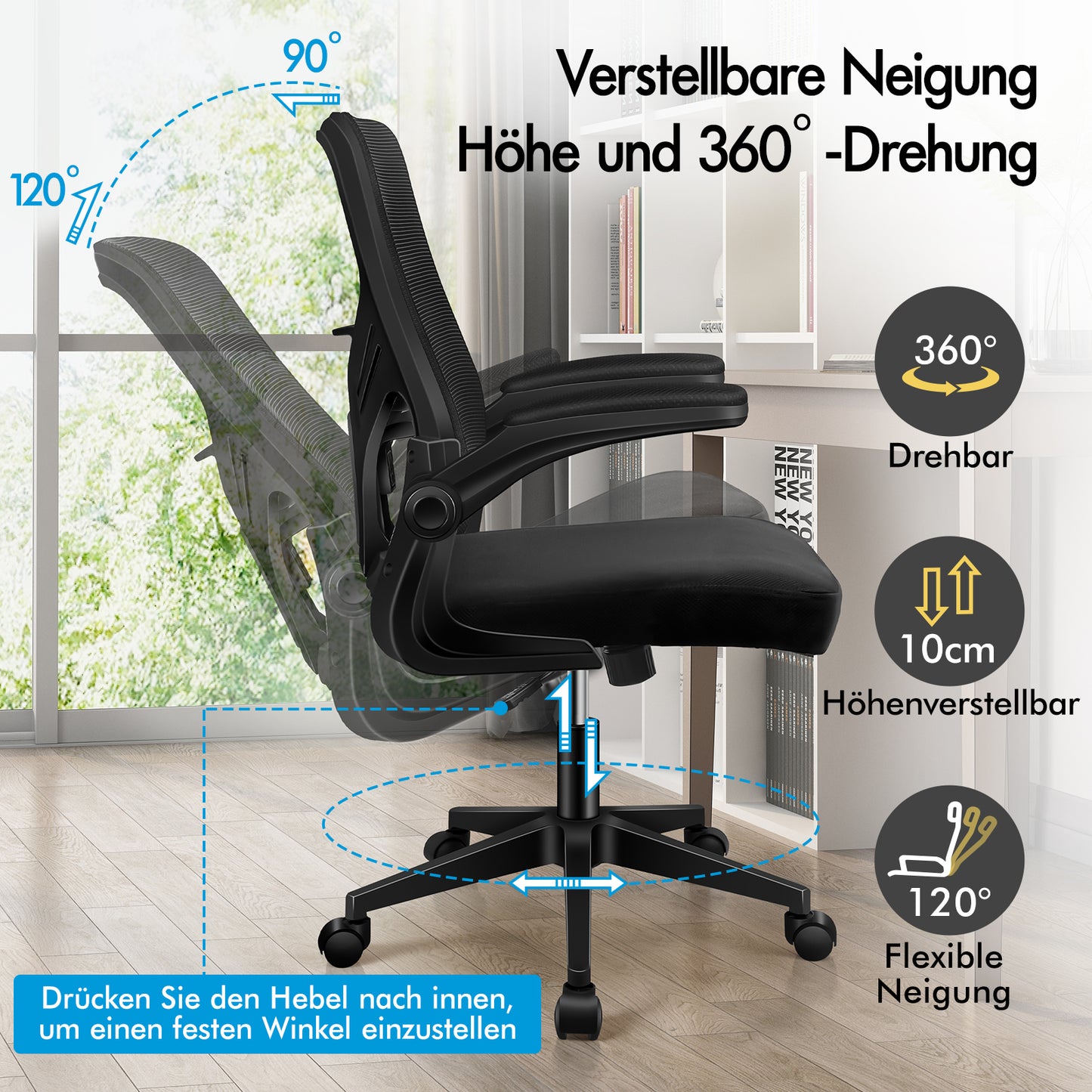 ALFORDSON Mesh Bürostuhl Executive Computer Liege Stoff Racing Sitz Arbeit, Keldon, Schwarz