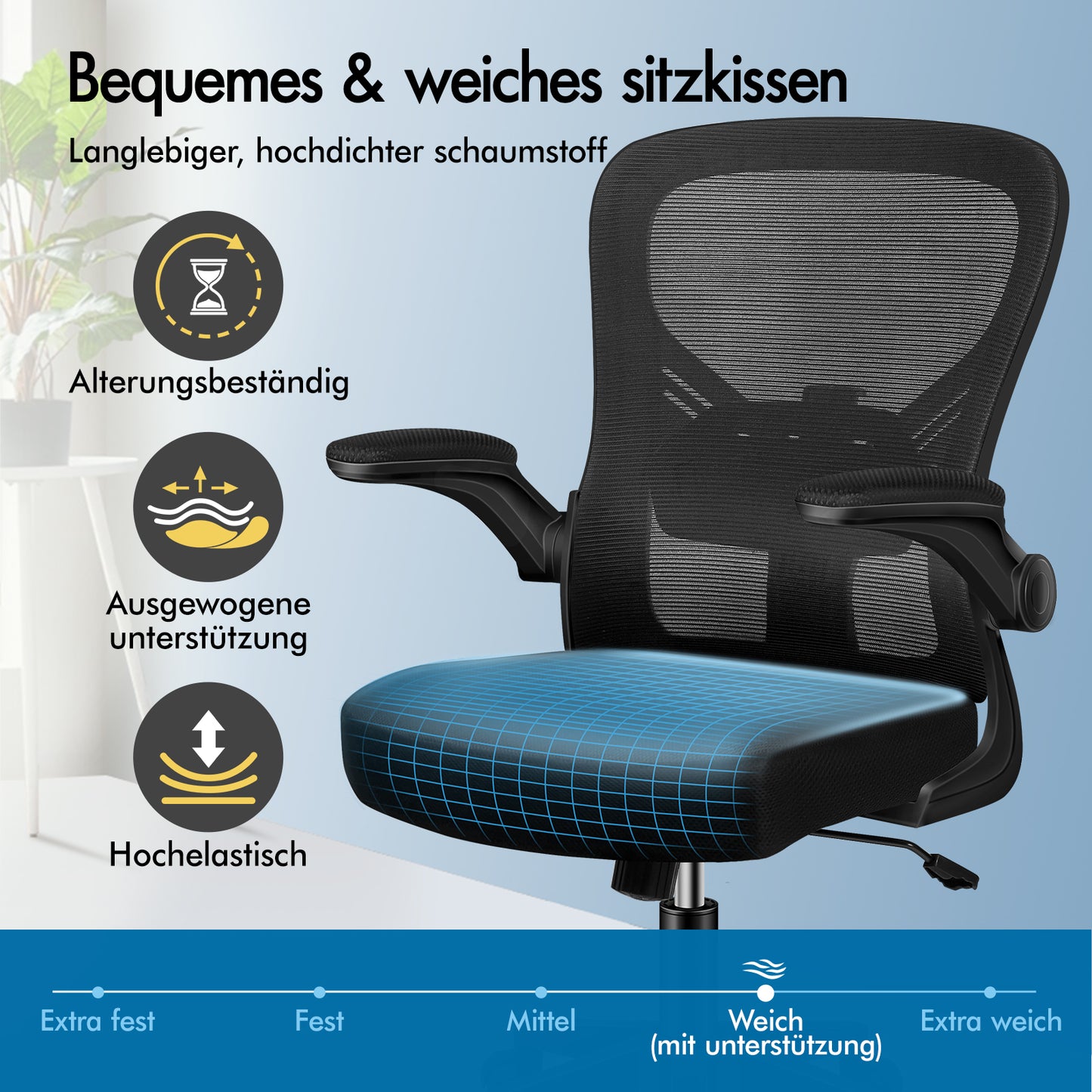 ALFORDSON Mesh Bürostuhl Executive Computer Liege Stoff Racing Sitz Arbeit, Keldon, Schwarz