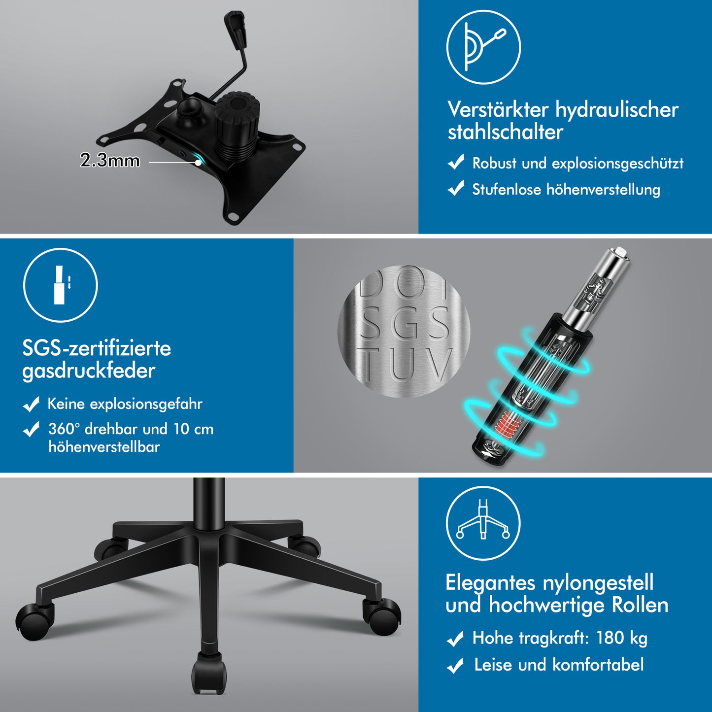 ALFORDSON Mesh Bürostuhl Executive Computer Liege Stoff Racing Sitz Arbeit, Keldon, Schwarz