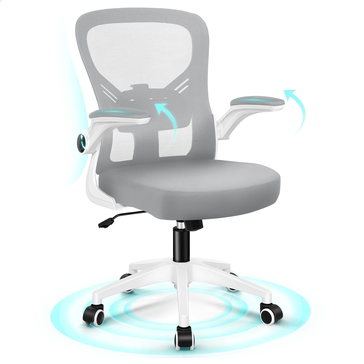 ALFORDSON Mesh Bürostuhl Executive Computer Liege Stoff Racing Sitz Arbeit, Keldon, Weiß & Grau
