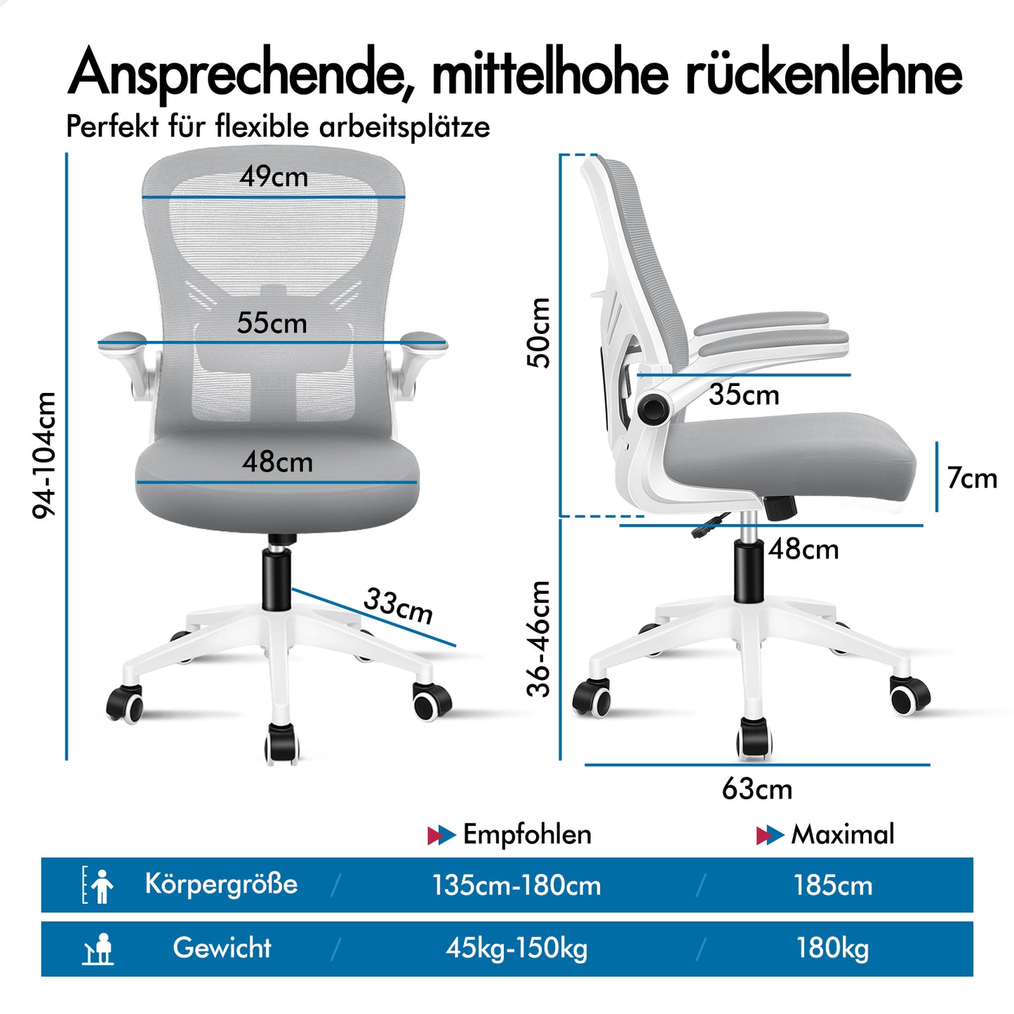 ALFORDSON Mesh Bürostuhl Executive Computer Liege Stoff Racing Sitz Arbeit, Keldon, Weiß & Grau