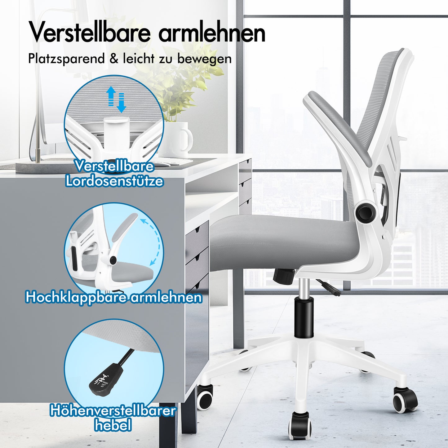 ALFORDSON Mesh Bürostuhl Executive Computer Liege Stoff Racing Sitz Arbeit, Keldon, Weiß & Grau