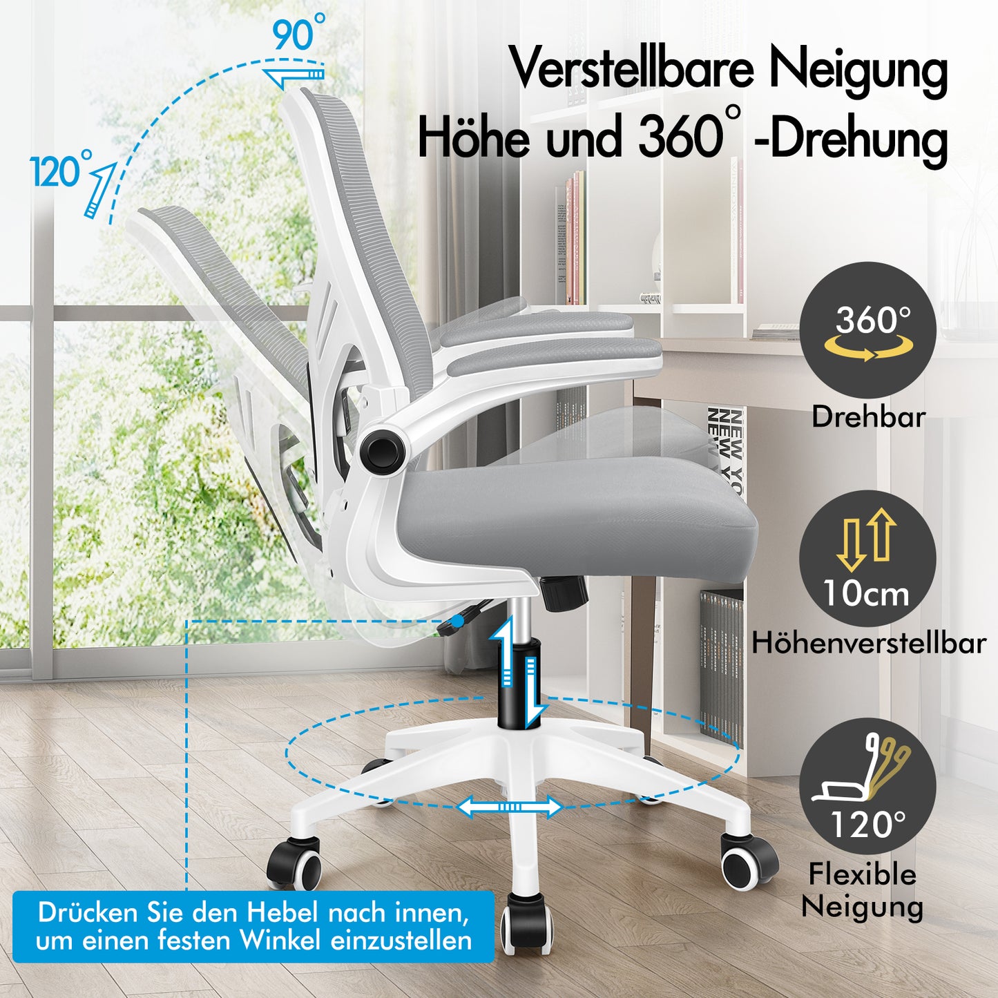 ALFORDSON Mesh Bürostuhl Executive Computer Liege Stoff Racing Sitz Arbeit, Keldon, Weiß & Grau
