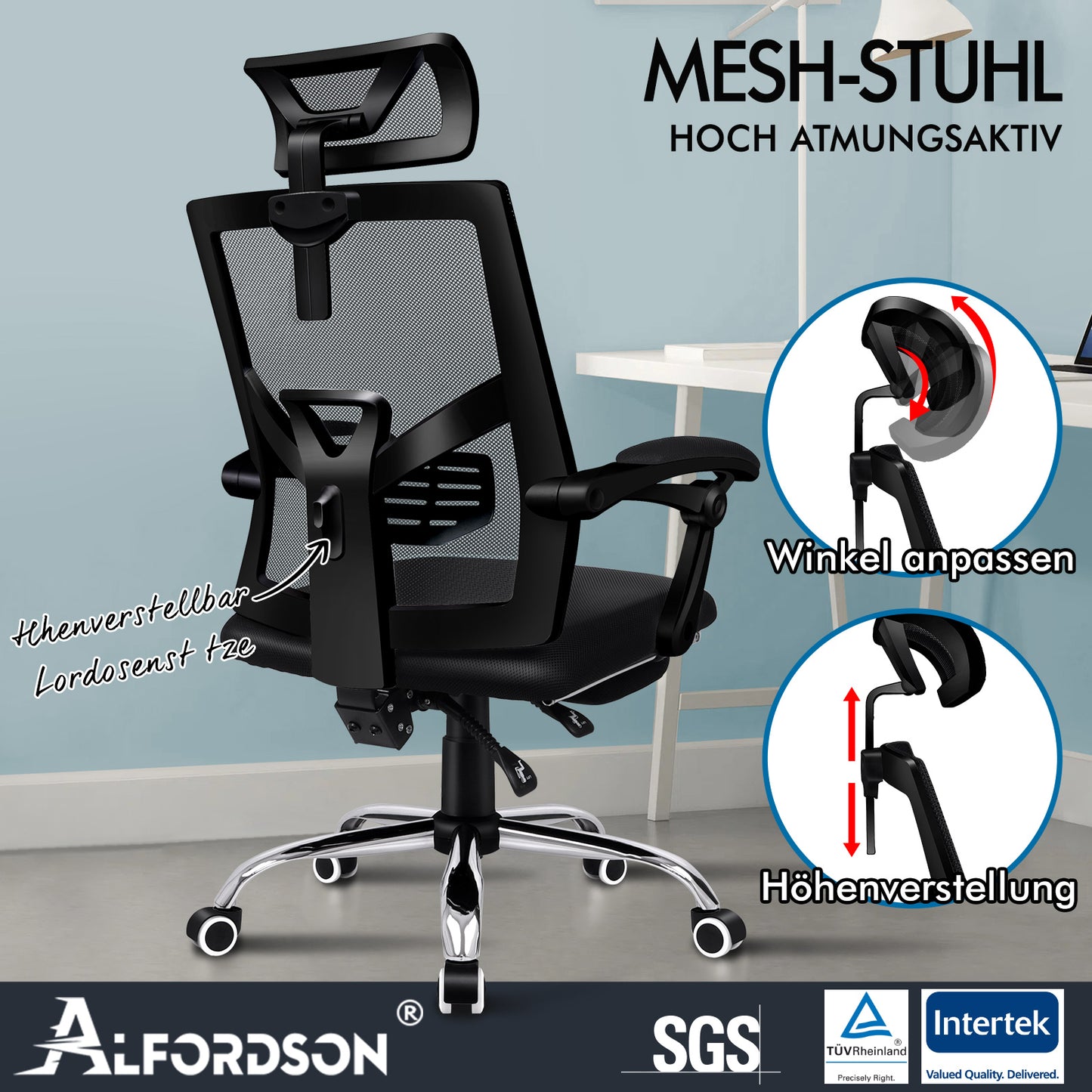 ALFORDSON Mesh Bürostuhl Gaming Executive Sitz Verstellbare Fußstütze Liege